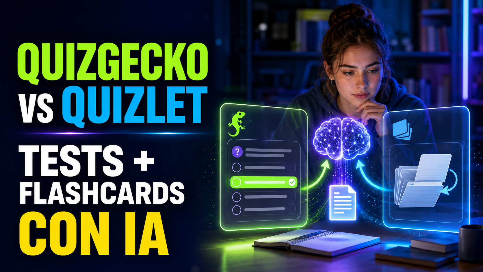 Quizgecko vs Quizlet: crea tests y flashcards con IA