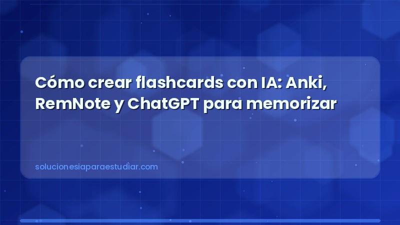 Cómo crear flashcards con IA: Anki, RemNote y ChatGPT para memorizar