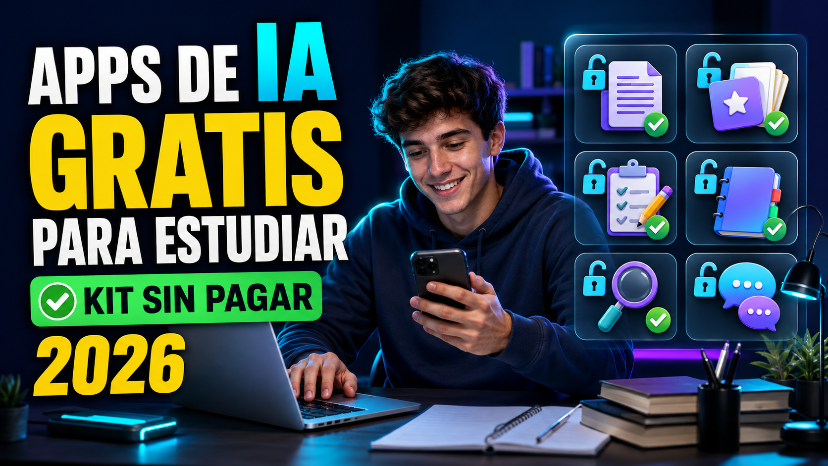 Apps de IA gratis para estudiar en 2026: kit sin pagar